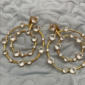 Swarovski Elegant Gold and Crystal Hoop Earrings